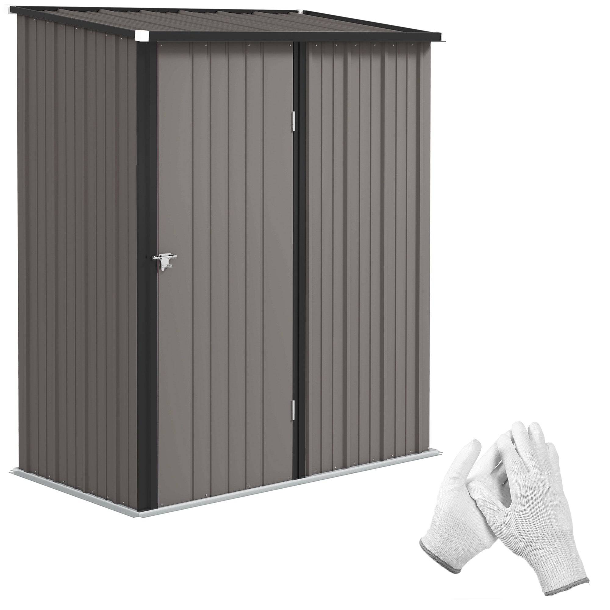 5.3 x 3.1ft Corrugated Steel Garden Shed - Robust Light Grey Storage-0