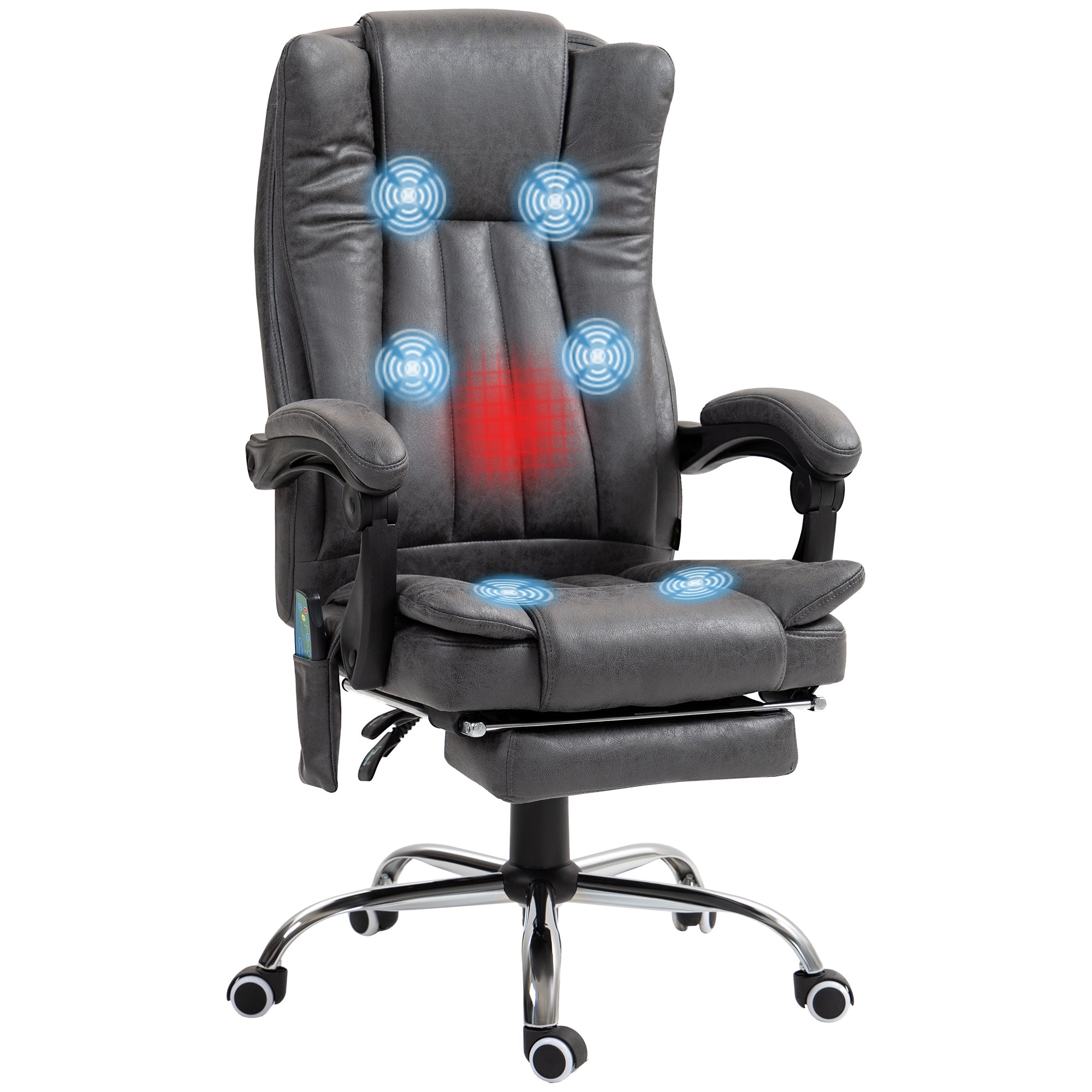 Six-Point Massage Chair, with Heat and Footrest - Dark Grey-0