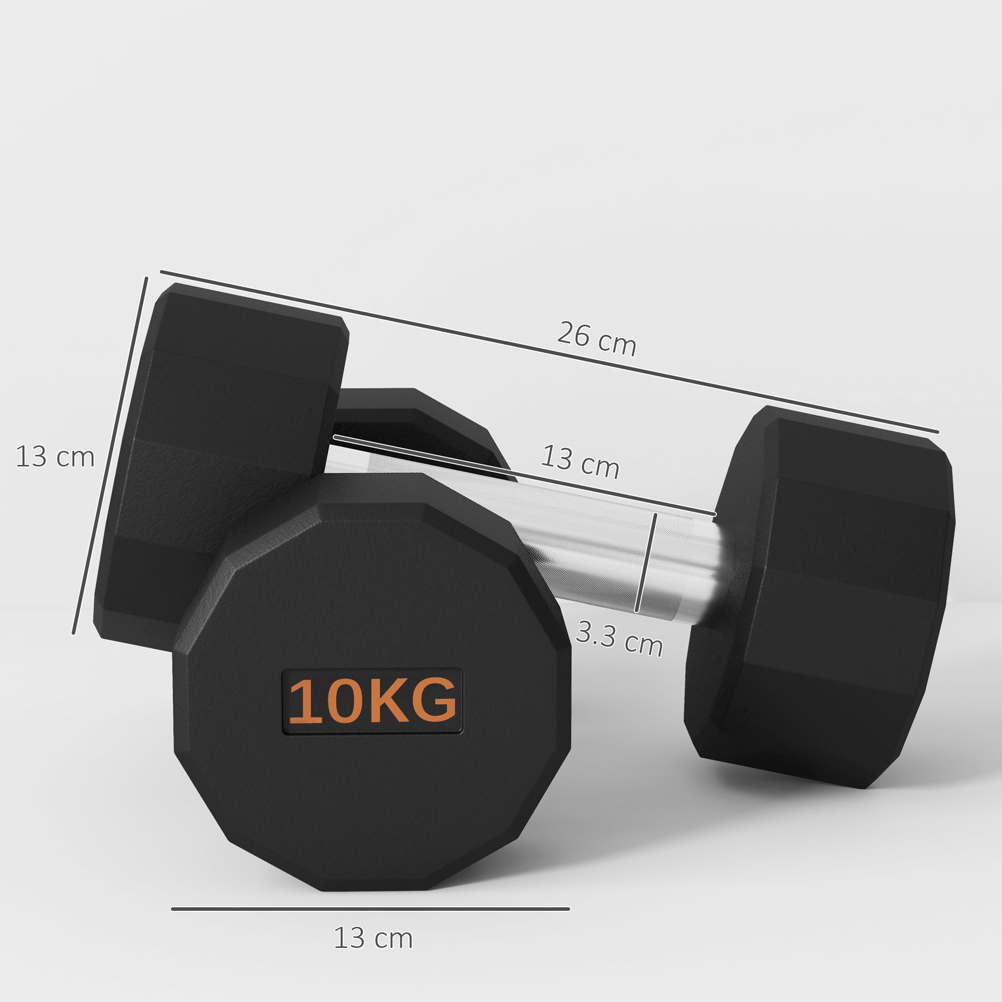2 Piece 10kg Dumbbell Set with Non-Slip Grip and Rubber Coating-2