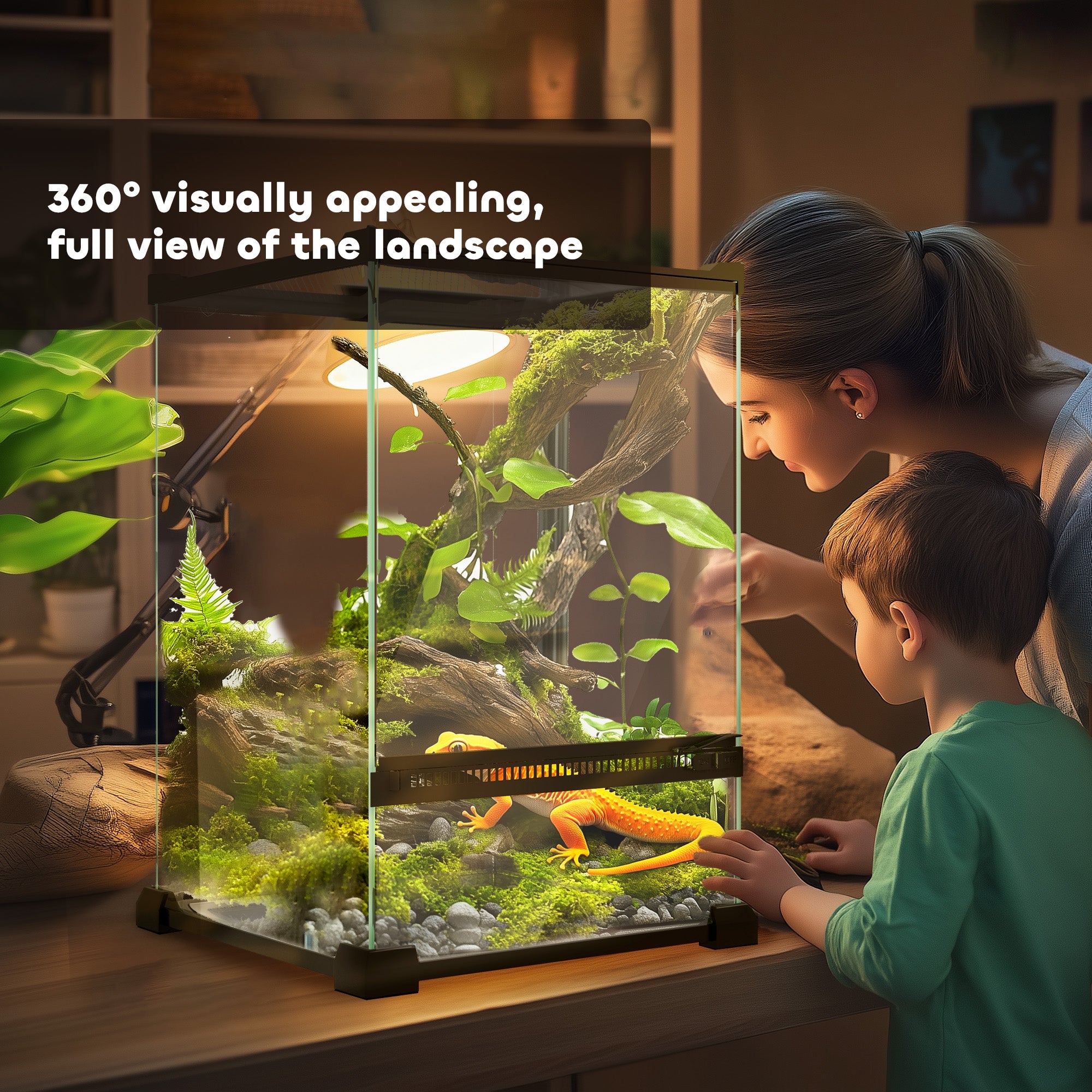 12L Vivarium for Lizards, Frogs, Snakes, Turtles, Tortoises w/ Anti-Escape Design, Ventilation-4