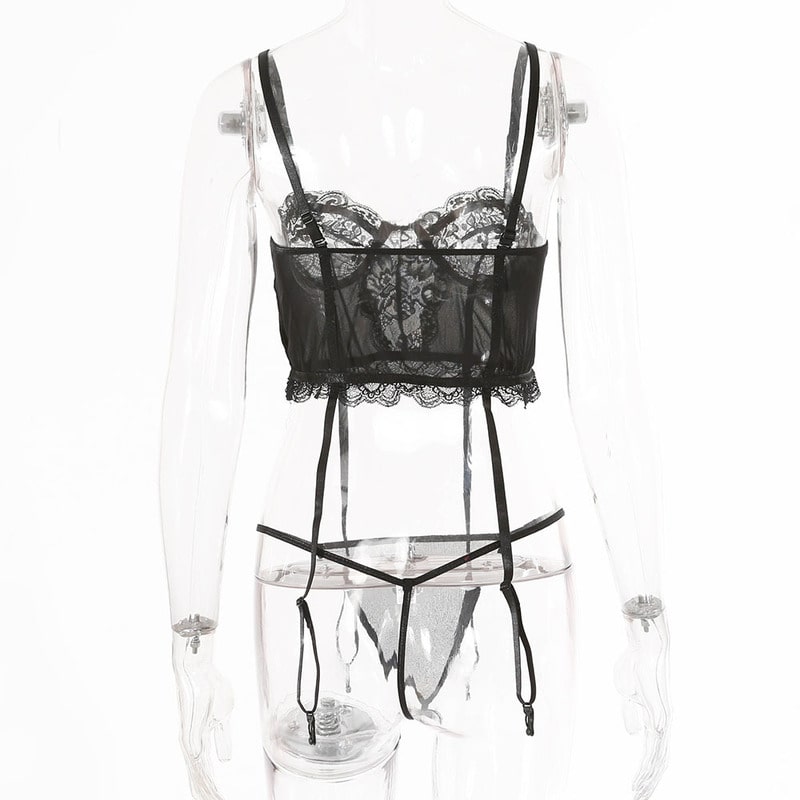 Simple Lace Hollow Out Sexy Lingerie Set-10