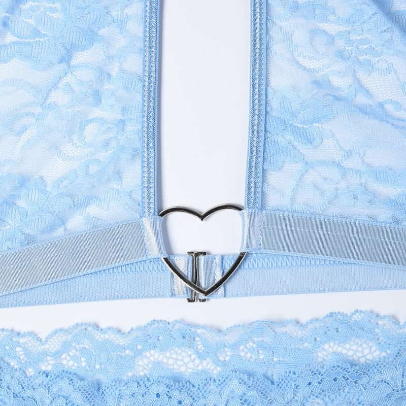Chain Lace Fashion Girl Sexy Lingerie Set Met