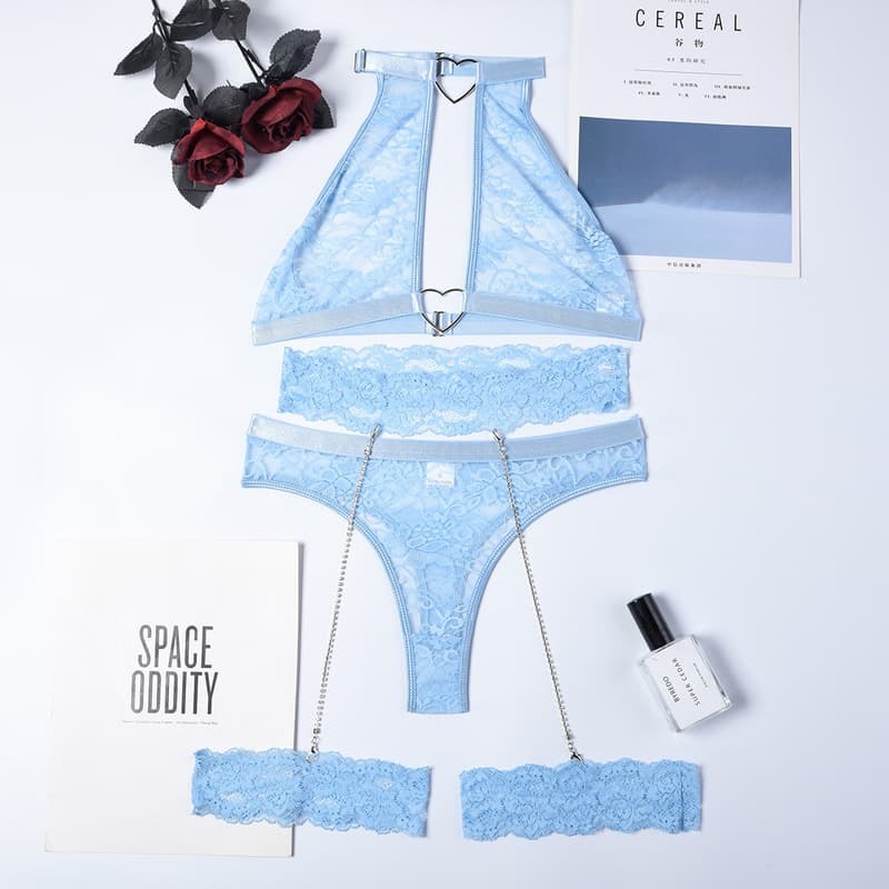 Chain Lace Fashion Girl Sexy Lingerie Set Over View