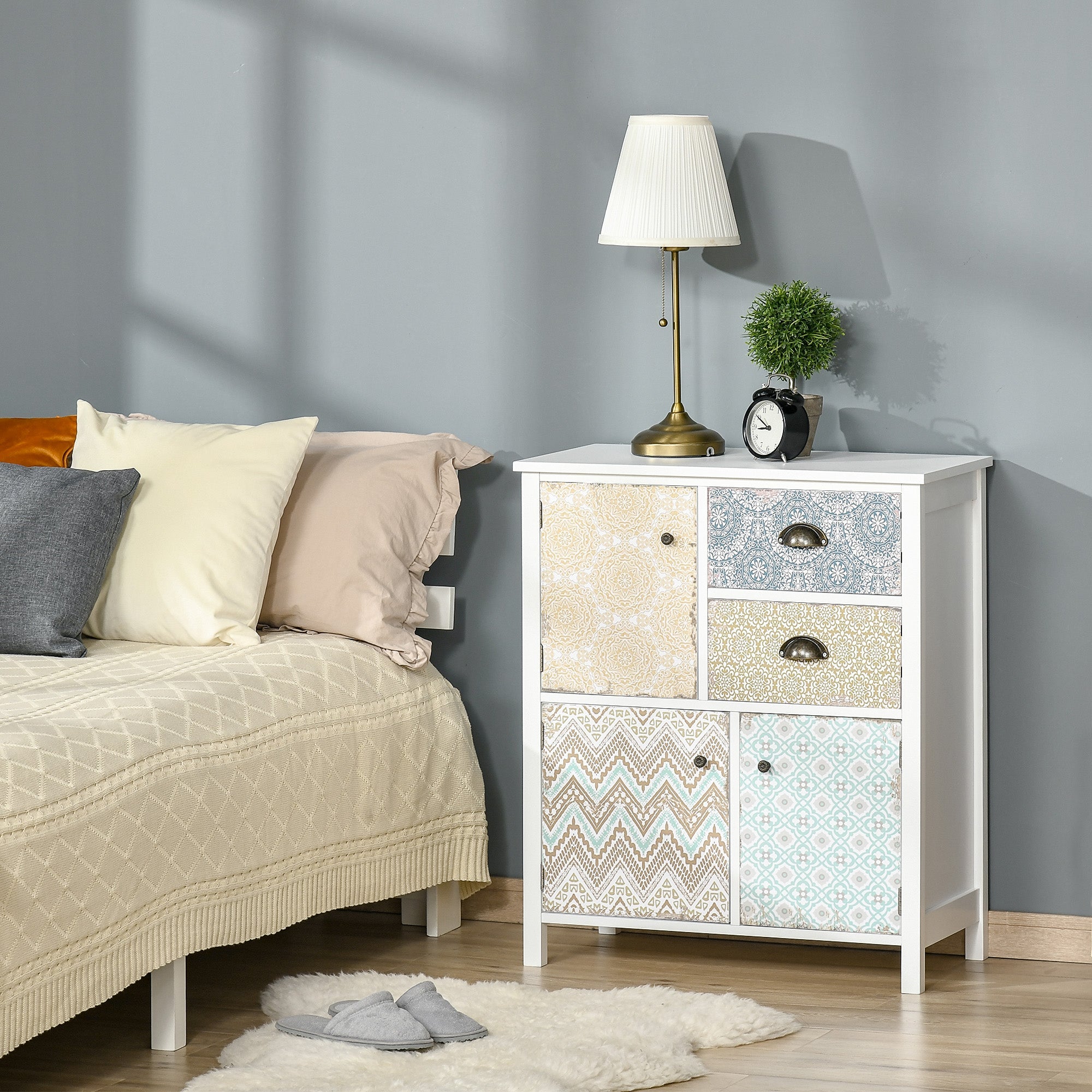 Drawer Table Sideboard Multi-purpose Storage Chest Shabby Chic Entryway Living Room Bedroom Furniture Organizer Unit-1