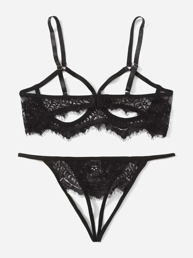 Lace Sexy Breastless Lingerie Set Over View