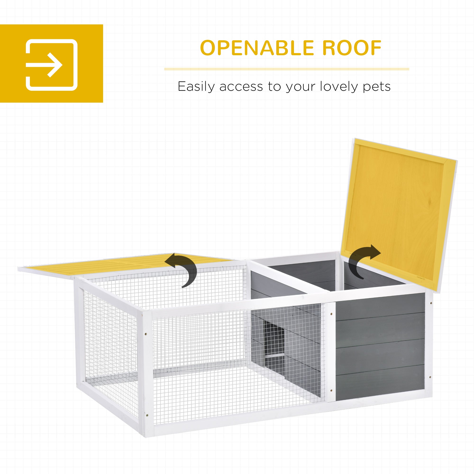 Indoor Outdoor Wooden Rabbit Hutch Small Animal Cage Pet Run Cover, with UV-resistant Asphalt roof and Water-repellent Paint-4
