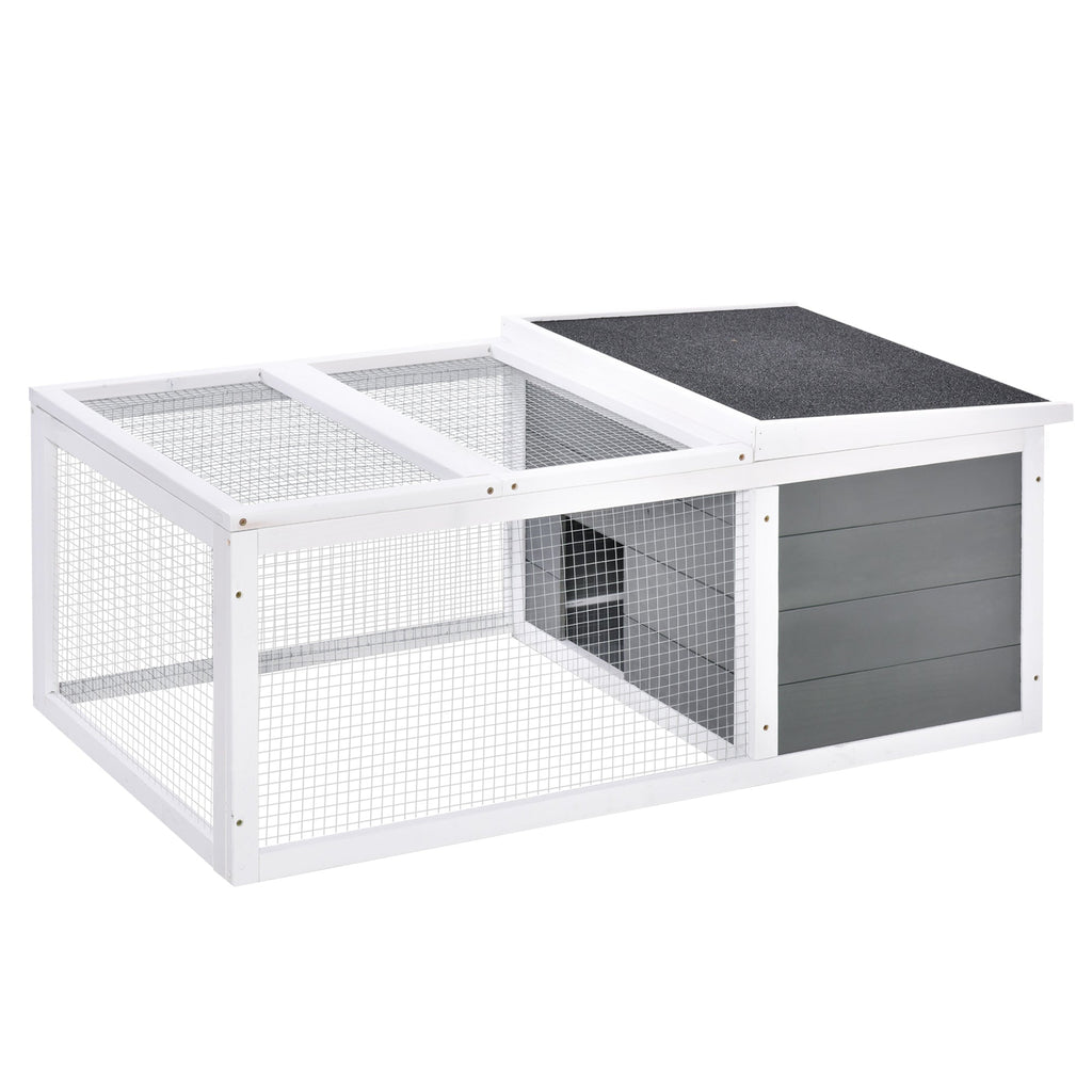 Indoor Outdoor Wooden Rabbit Hutch Small Animal Cage Pet Run Cover, with UV-resistant Asphalt roof and Water-repellent Paint-0