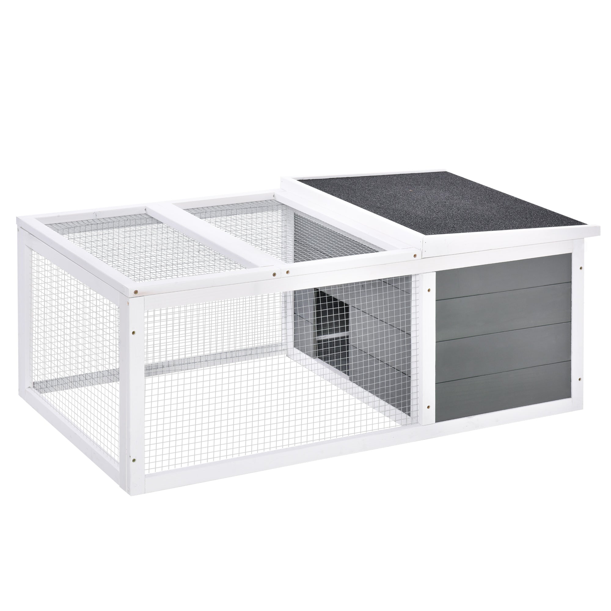 Indoor Outdoor Wooden Rabbit Hutch Small Animal Cage Pet Run Cover, with UV-resistant Asphalt roof and Water-repellent Paint-0