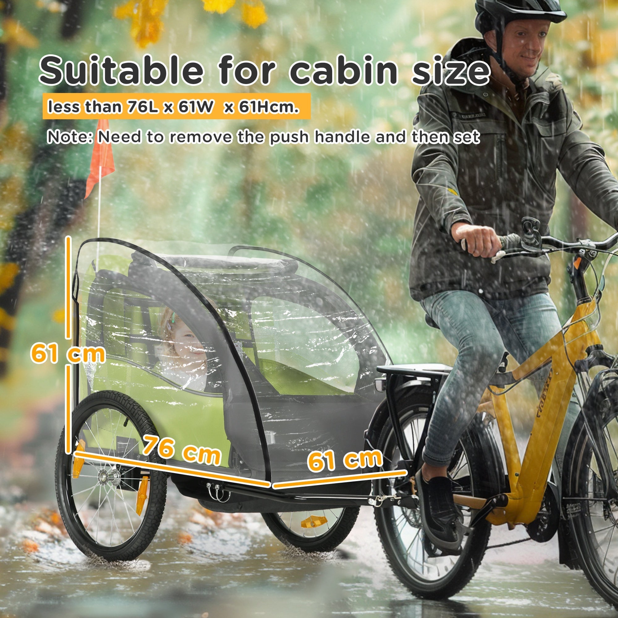 Universal Baby Bike Trailer Cover Waterproof Rain Snow Shield - Transparent-2