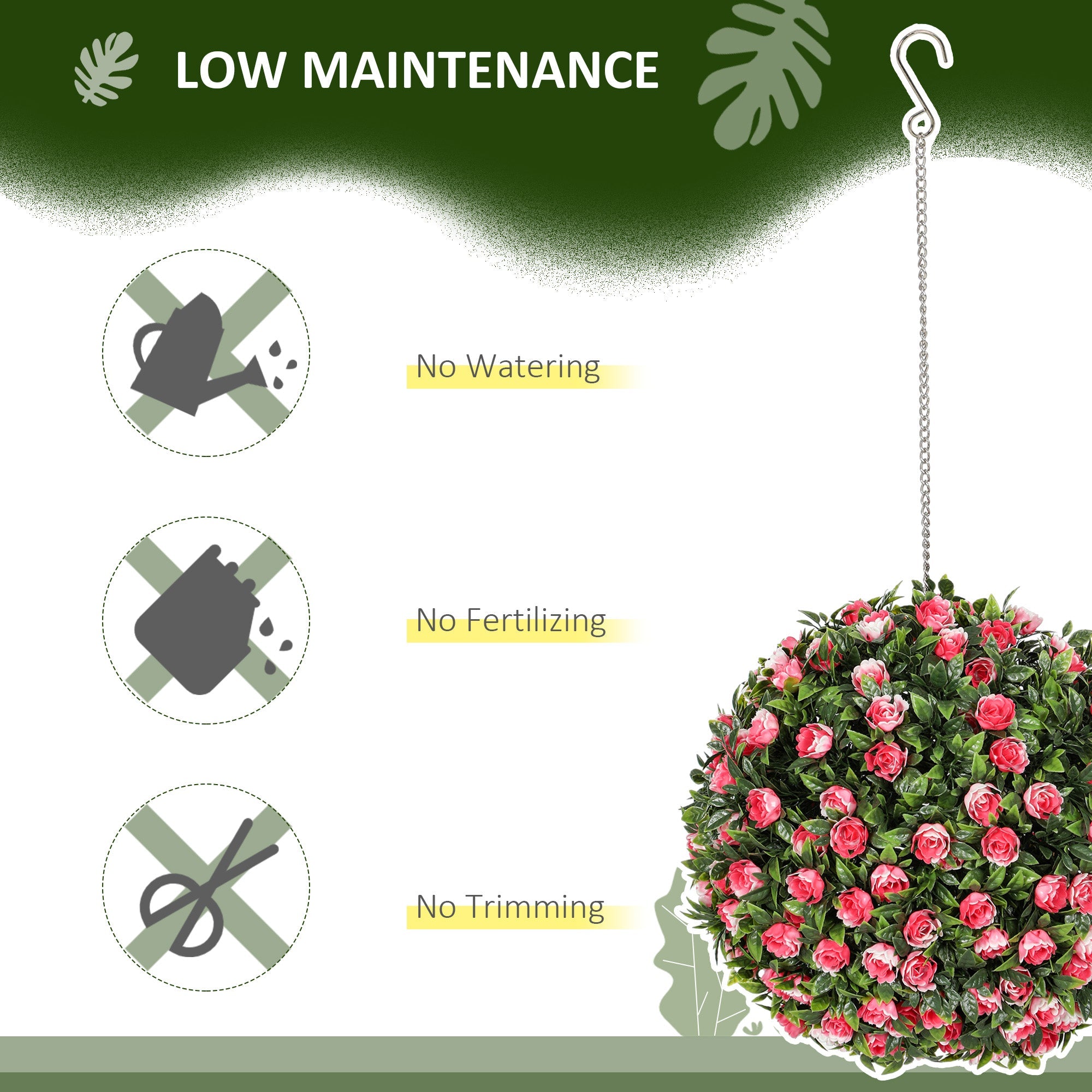 Set of 2 Decorative Artificial Plants, UV-protected Artificial Plant Topiary Rose Balls, Fake Plants for Home Indoor outdoor Decor, 28cm, Pink-4