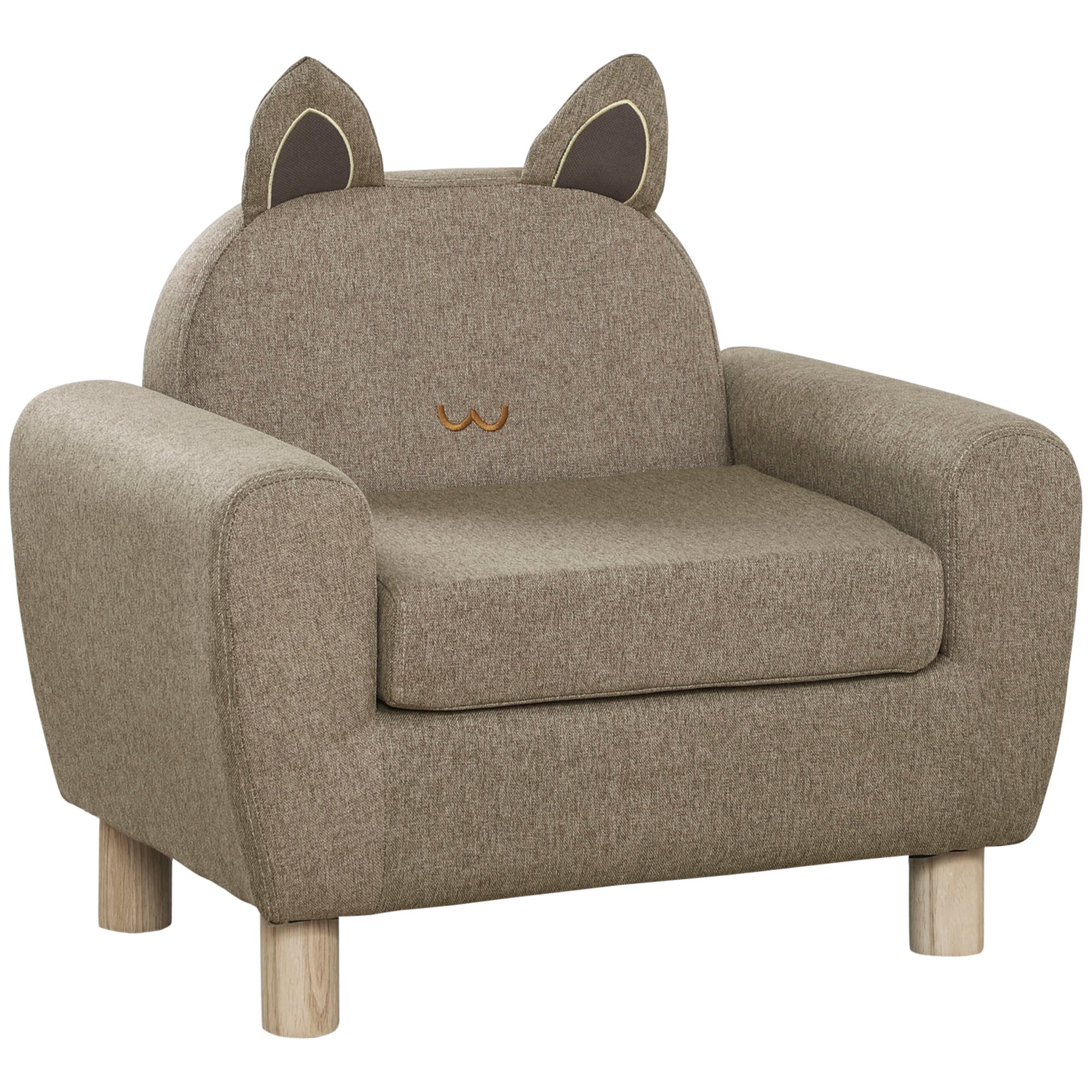 Kids Toddler Armchair Sofa with Storage Bag Brown Linen-0
