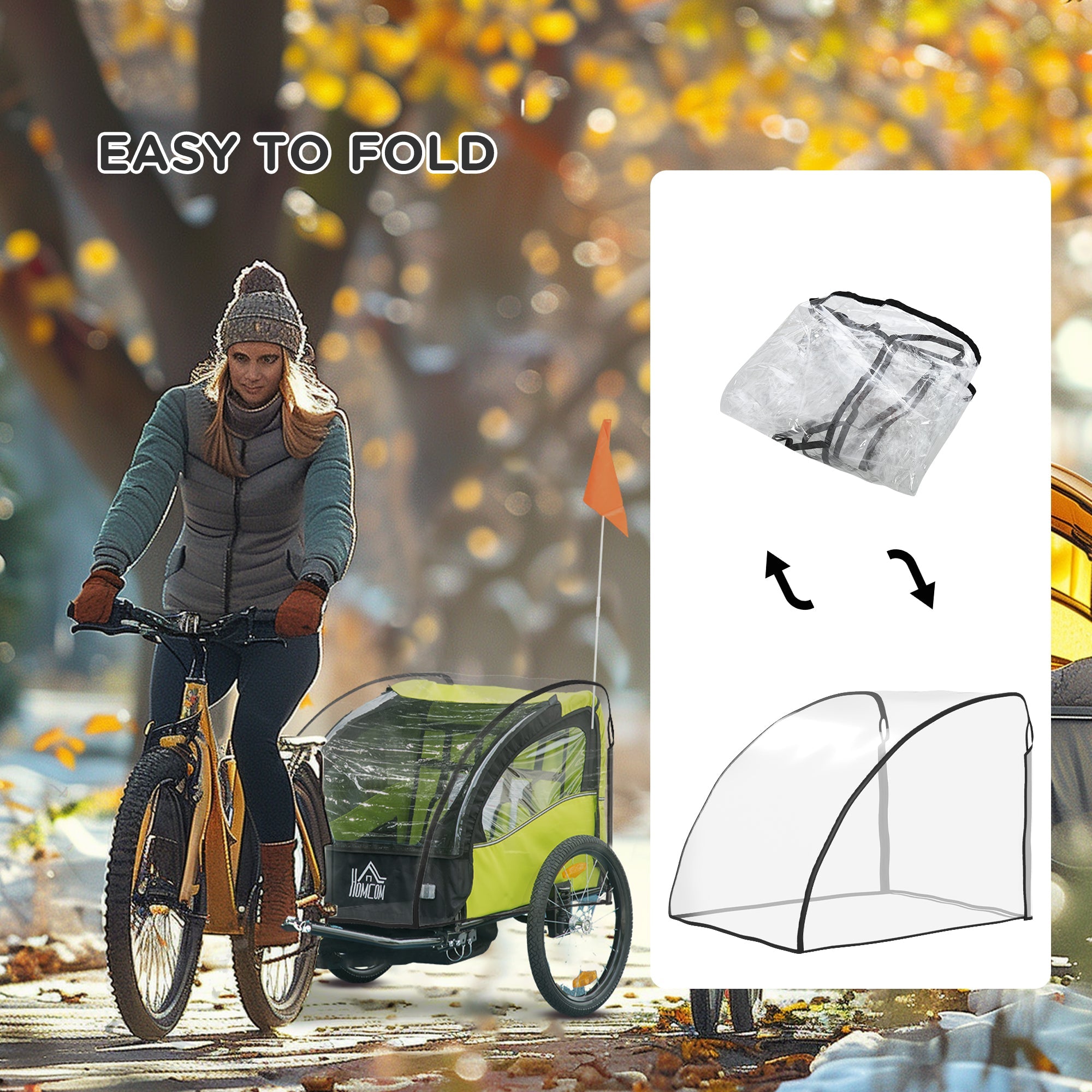 Universal Baby Bike Trailer Cover Waterproof Rain Snow Shield - Transparent-4