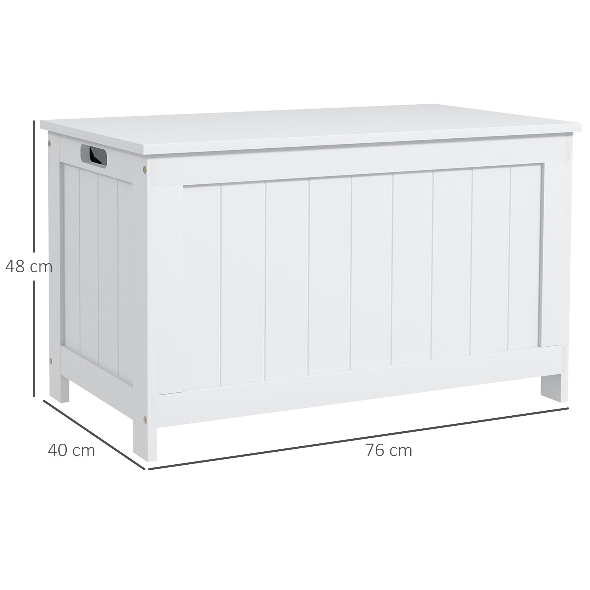 Storage Chest, Modern Storage Trunk with 2 Safety Hinges and Cut-out Handles, Wooden Toy Box for Living Room, Entryway, 76 x 40 x 48 cm, White-2