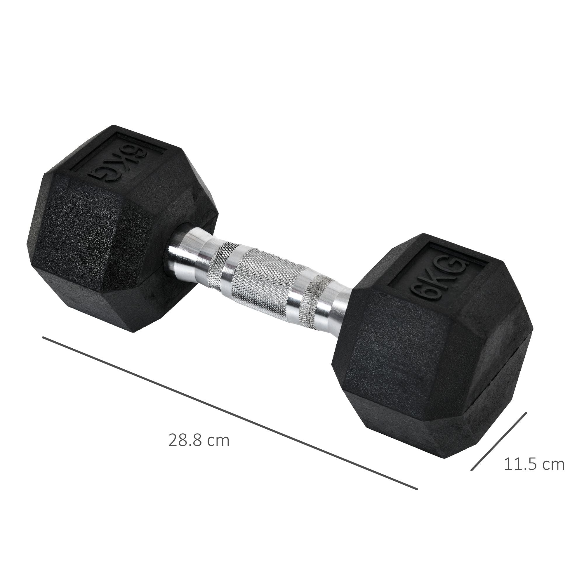 Set of 2 Rubber Hex Dumbbells for Weight Lifting - Black-2