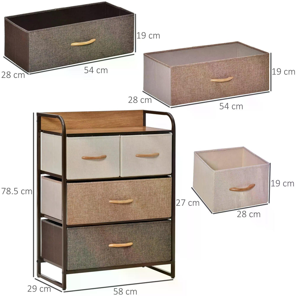 4-Drawer Dresser, 3-Tier Storage Organizer, Tower Unit for Bedroom Hallway Closets with Steel Frame Wooden Top-2
