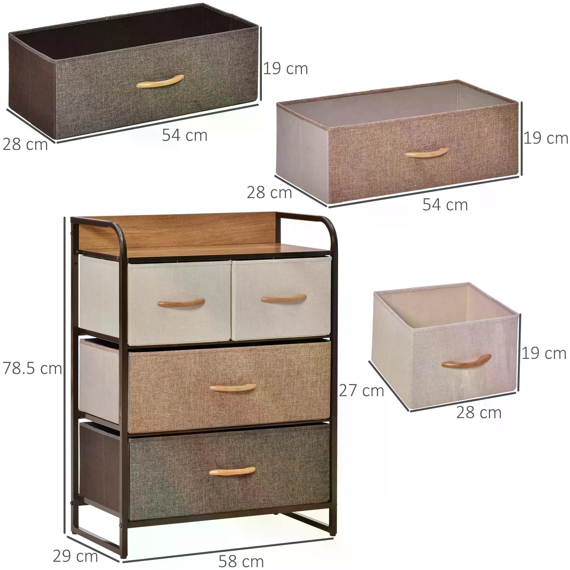 4-Drawer Dresser, 3-Tier Storage Organizer, Tower Unit for Bedroom Hallway Closets with Steel Frame Wooden Top-2