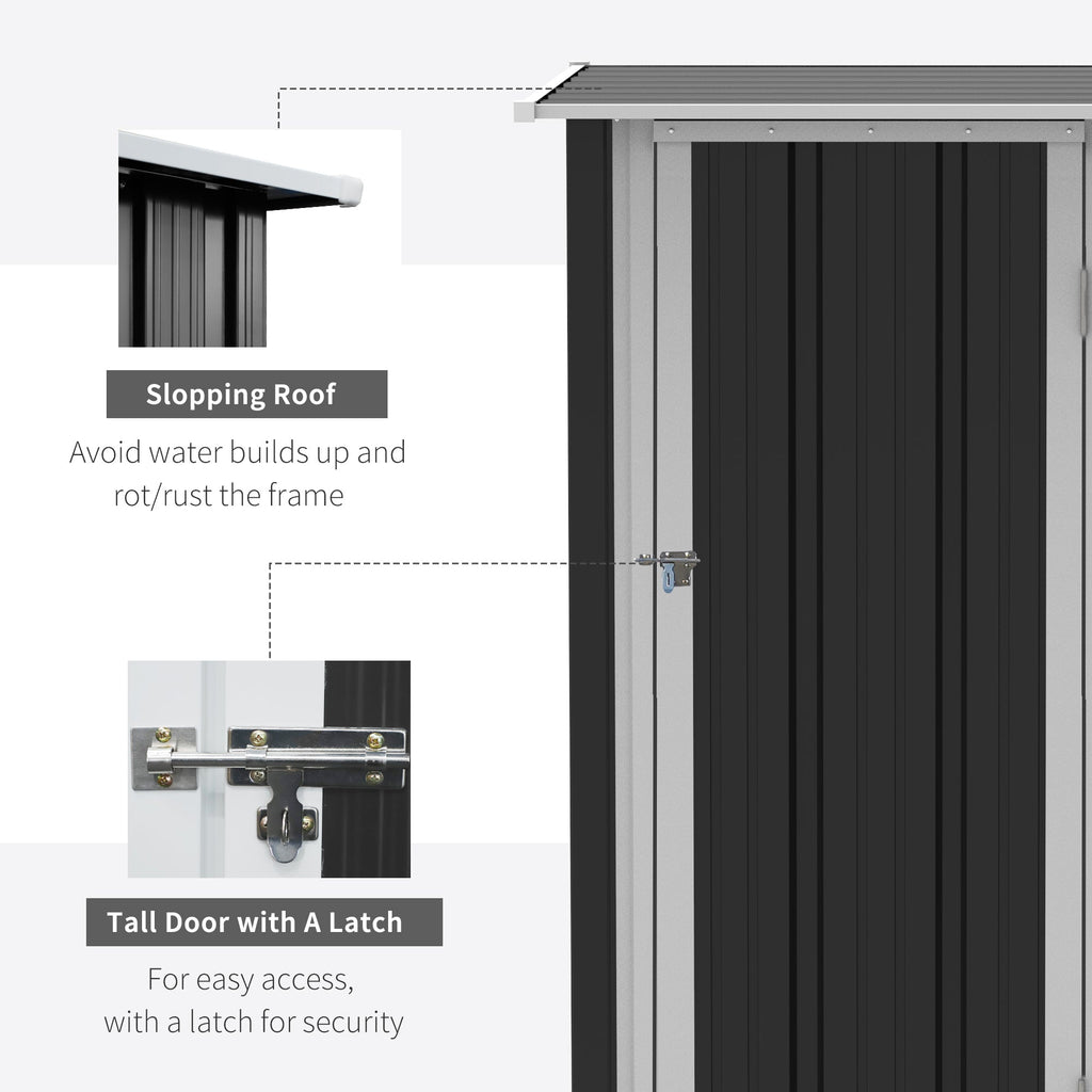 Garden Storage Shed with Lockable Door and Sloped Roof - Grey Steel Frame-4