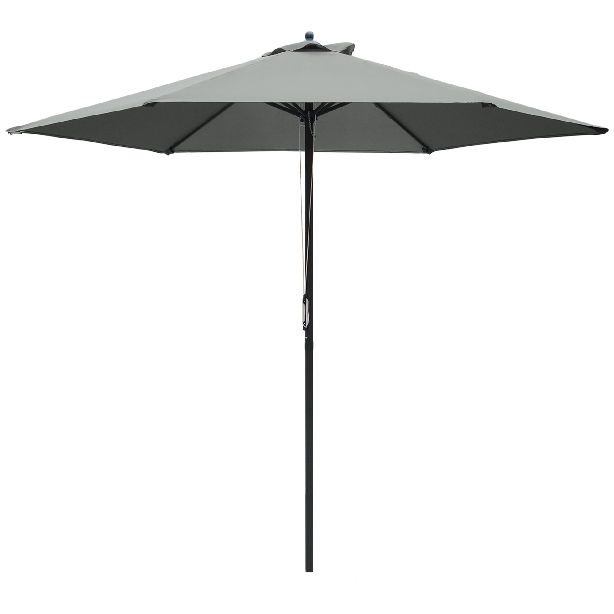 2.8m Patio Parasol with 6 Ribs UV Resistant Canopy - Dark Grey-0